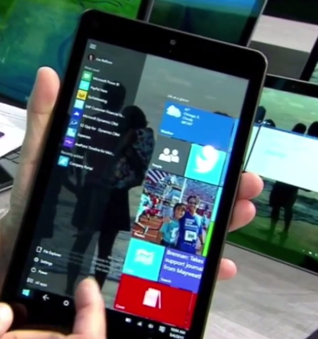 Демонстрация гибридной Windows 10 для небольших планшетов